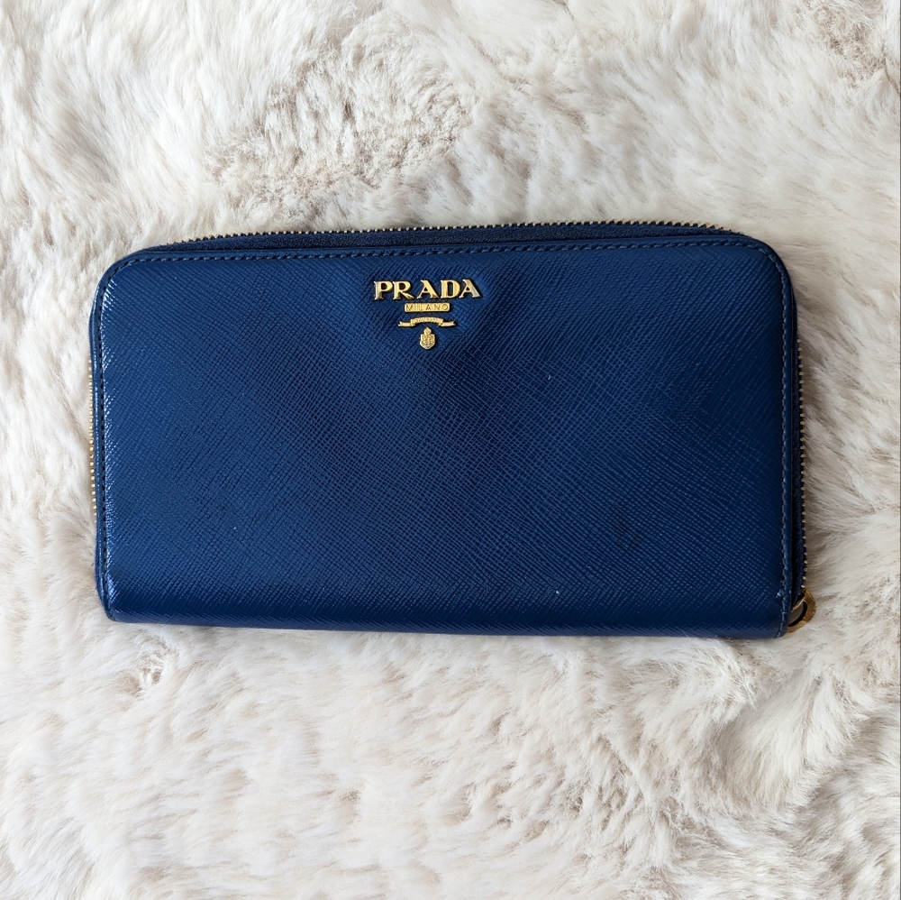 Vintage Blue Prada Continental Wallet
